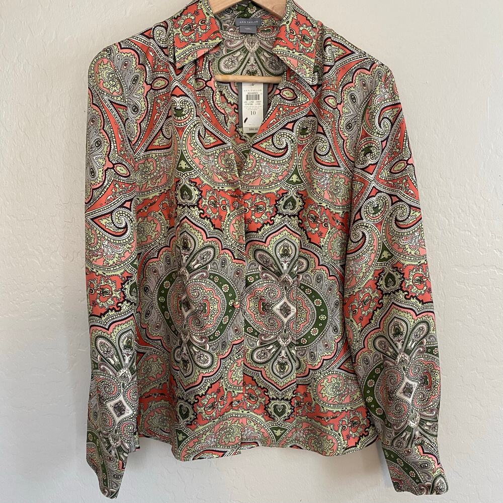 Ann Taylor Multicolor Paisley Button Down Shirt